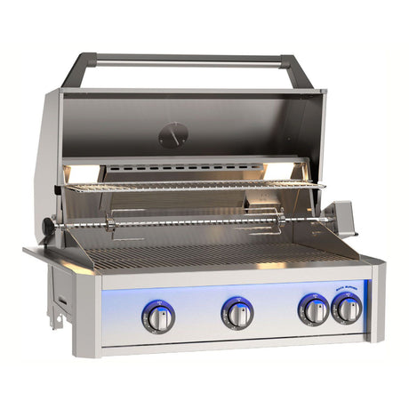American Outdoor Grill AOG36LN 36-Inch L-Series Built-In Gas Grill - hood open showing burners