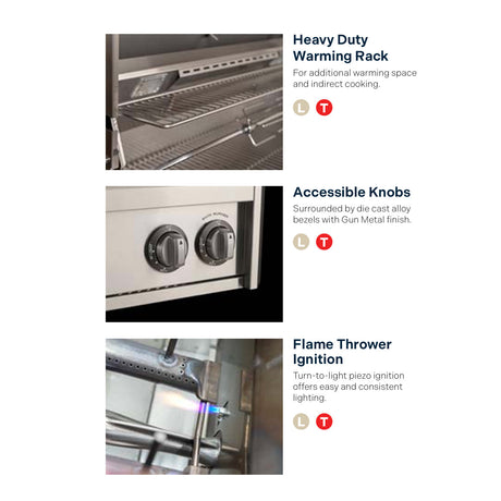 American Outdoor Grill T-Series Built-In Gas Grill - control panel and thermometer detail