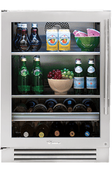 True 24-Inch Beverage Center Stainless Glass - staged lifestyle view