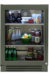 True 24-Inch Undercounter Refrigerator Stainless Glass - staged lifestyle view