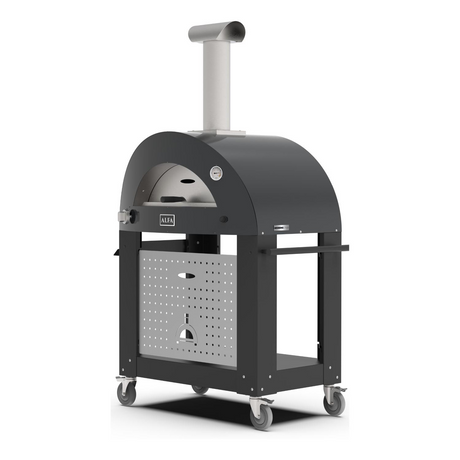 Alfa Moderno 2 Pizze Gas Hybrid Freestanding Pizza Oven with Cart - Ardesia Grey