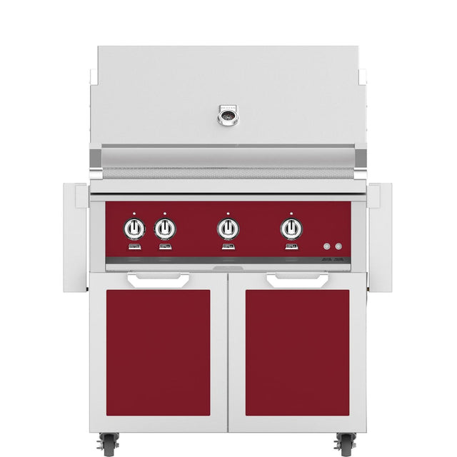 Hestan 36-Inch Natural Gas Grill W/ Rotisserie On Double Door Tower Cart