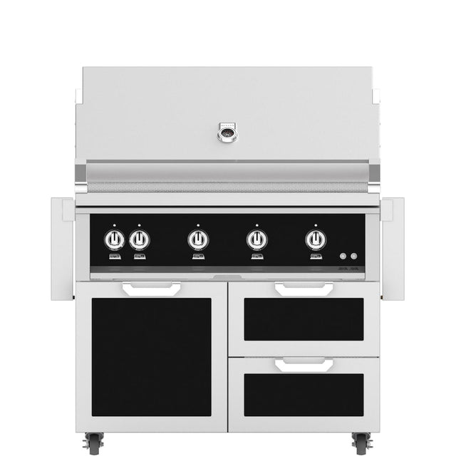 Hestan 42-Inch Natural Gas Grill W/ Rotisserie On Double Drawer & Door Tower Cart