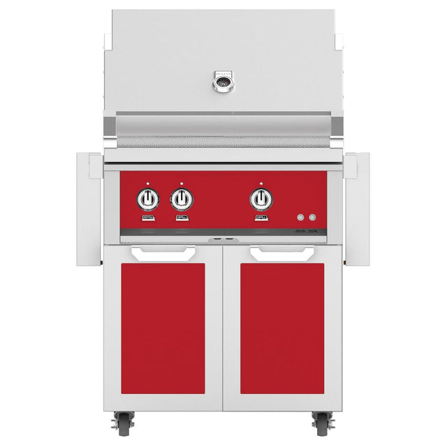 Hestan 30-Inch Propane Gas Grill W/ Rotisserie On Double Door Tower Cart