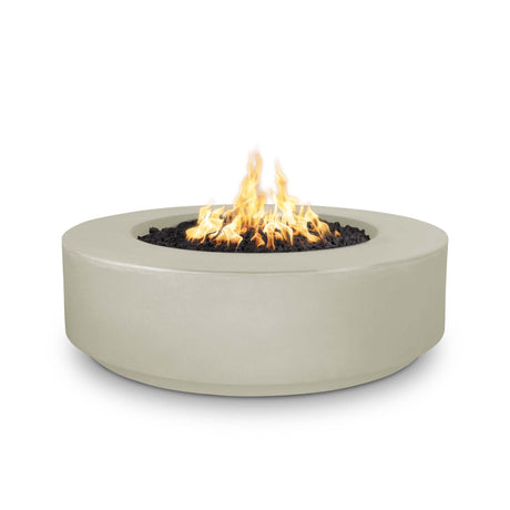 The Outdoor Plus Florence 42-inch GFRC concrete gas fire pit, 12 inch tall, in Ash