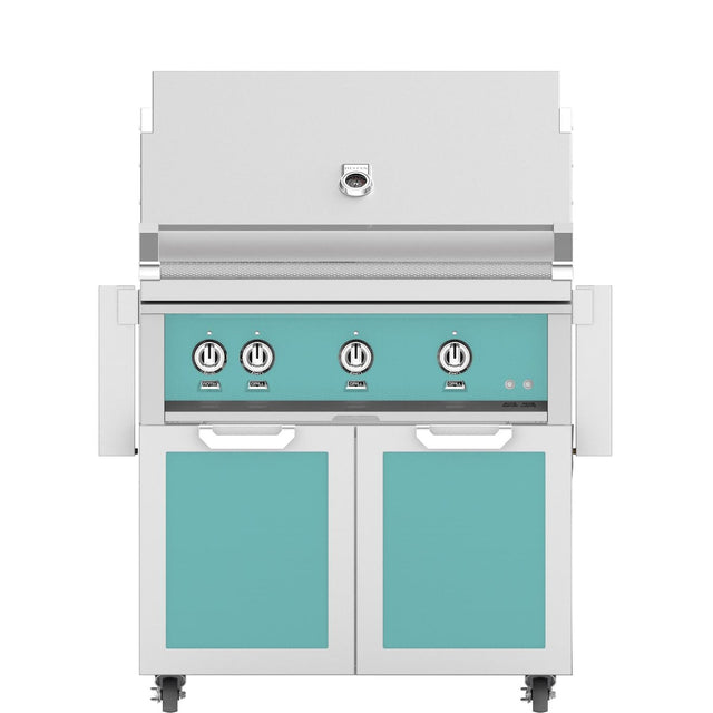 Hestan 36-Inch Natural Gas Grill W/ Rotisserie On Double Door Tower Cart