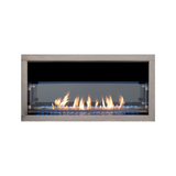 Superior VRE4600 linear outdoor fireplace with LED-lit crushed glass