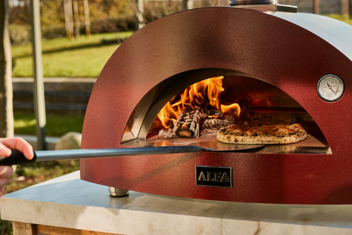 Alfa Moderno 2 Pizze Outdoor Wood Pizza Oven - Antique Red - FXMD-2P-LROA