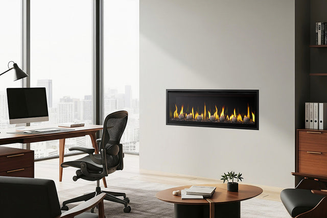 SimpliFire Allusion Edge 50 with black glass and decorative spheres