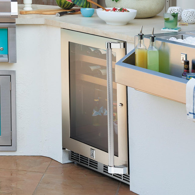 Hestan 24-Inch 5.0 Cu. Ft. Left Hinge Or Right Hinge Outdoor Rated Dual Zone Glass Door Refrigerator With Wine Storage