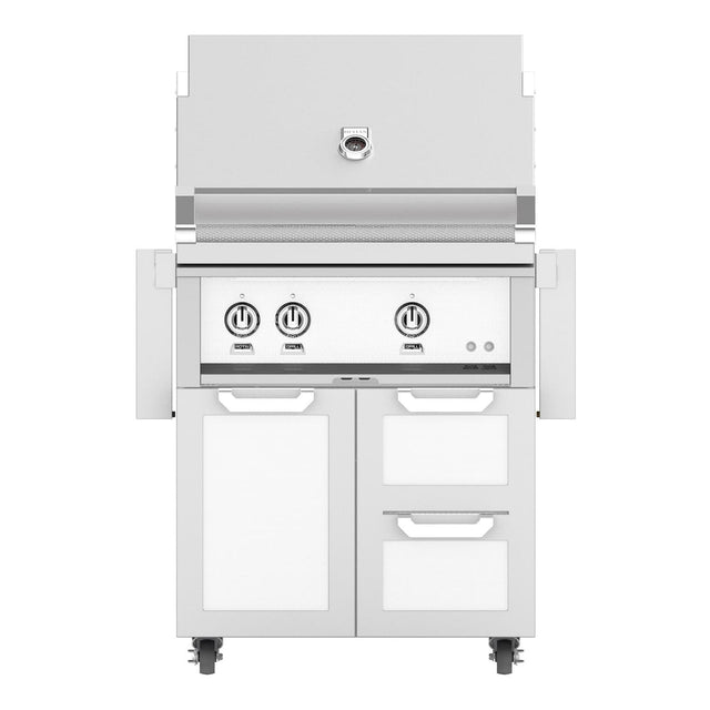 Hestan 30-Inch Natural Gas Grill W/ Sear Burner & Rotisserie On Double Drawer & Door Tower Cart
