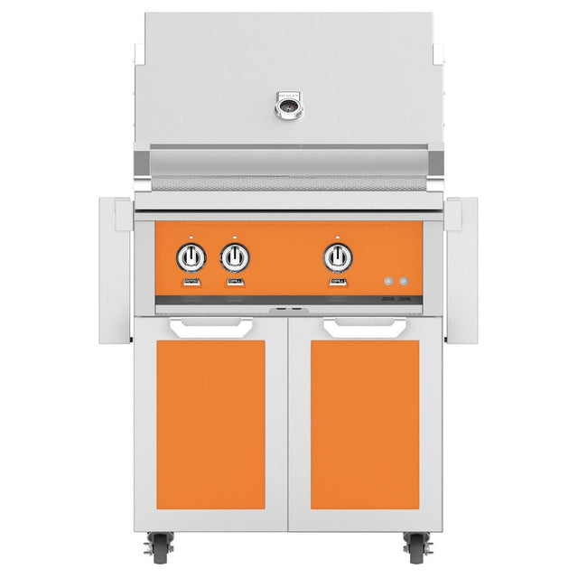 Hestan 30-Inch Propane Gas Grill W/ Rotisserie On Double Door Tower Cart