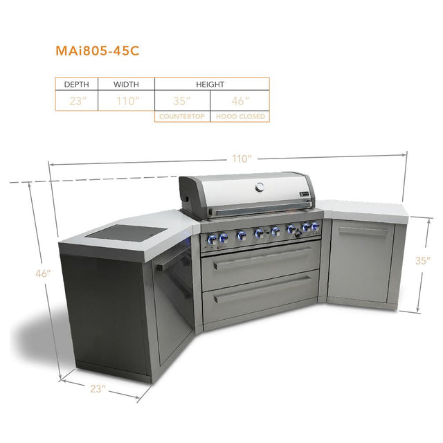 Mont Alpi MAi805-45 Propane 6-Burner Island with 45-Degree Corners