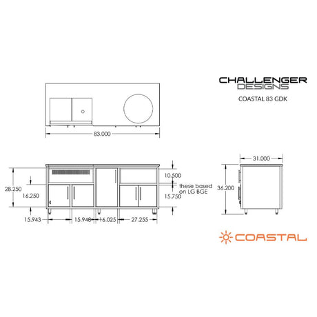 Challenger Designs Coastal Series GDK Outdoor Island with Napoleon BIG32 Gas Grill & Large Egg, White Cabinet Color