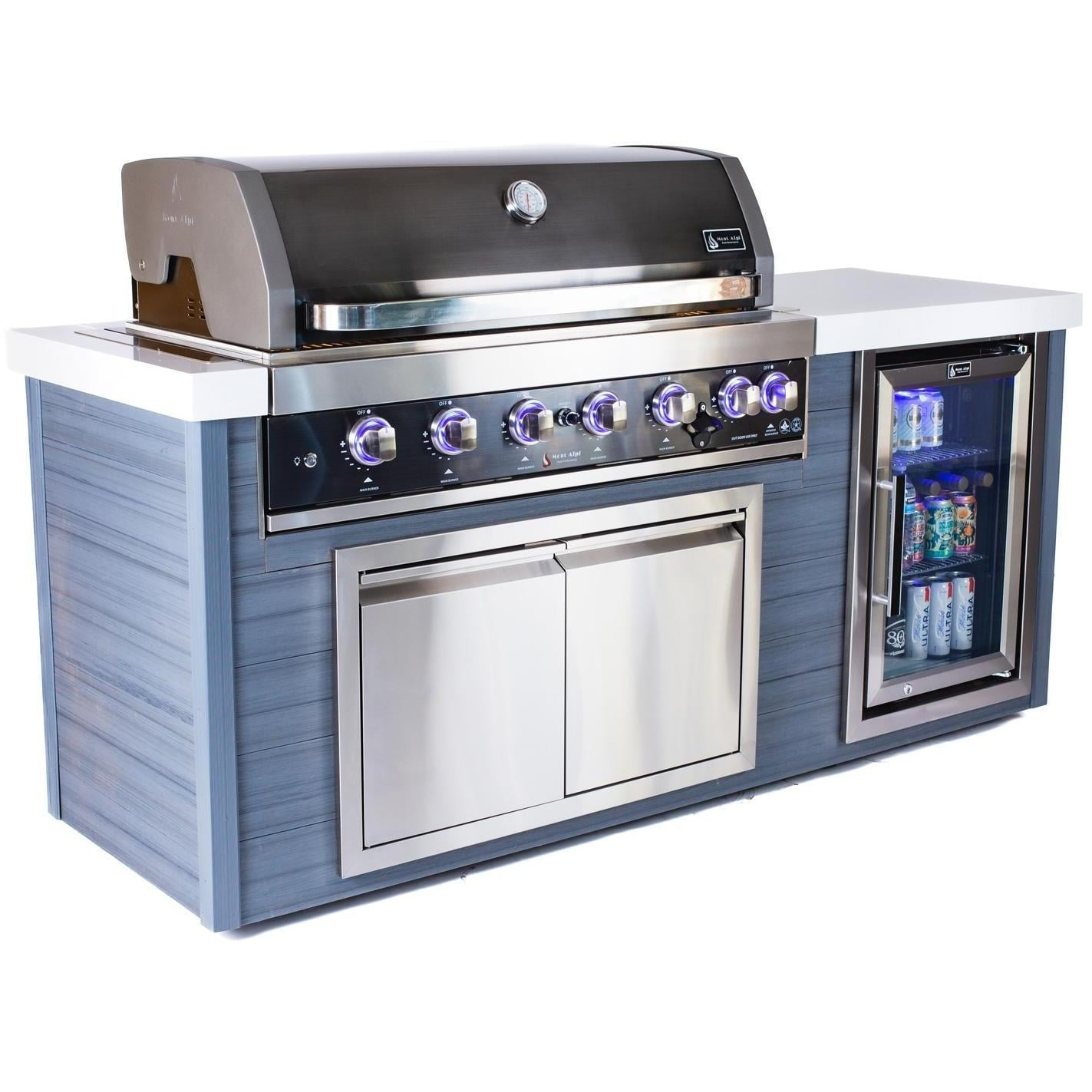 Mont Alpi 6-Burner Black Stainless Steel Gas Grill W/ 6.5FT