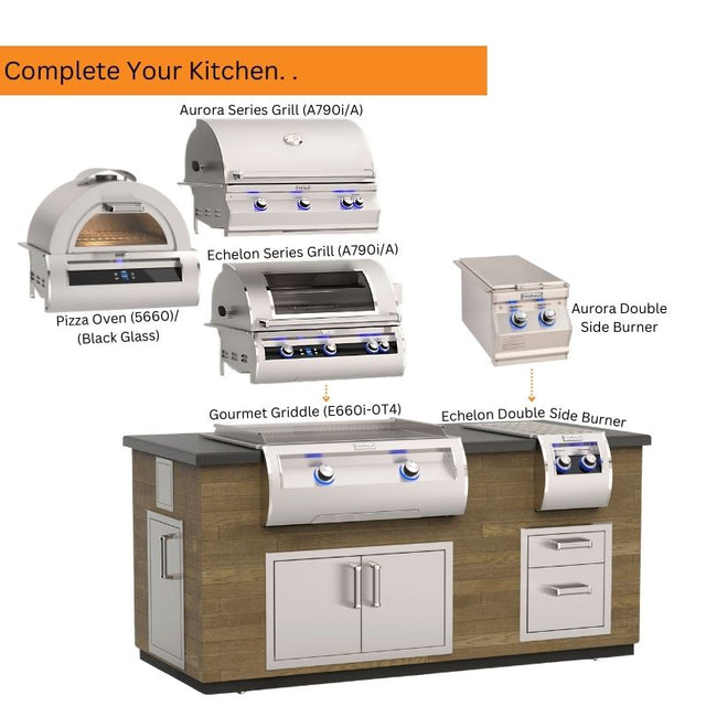 Fire Magic 77" Reclaimed Wood Outdoor Kitchen Island with Side Burner