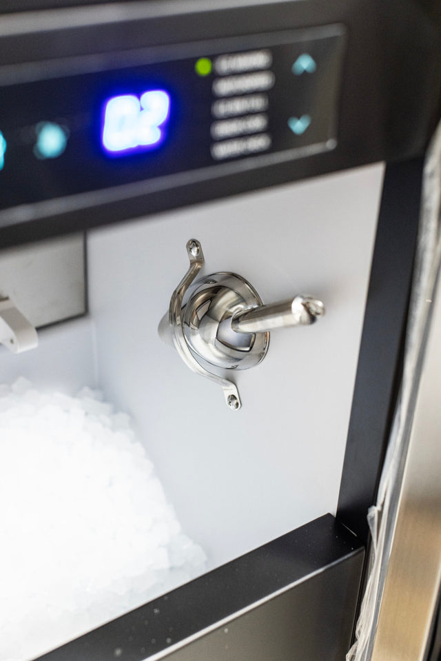Summerset IM-15N Outdoor Nugget Ice Maker installed in an outdoor kitchen island