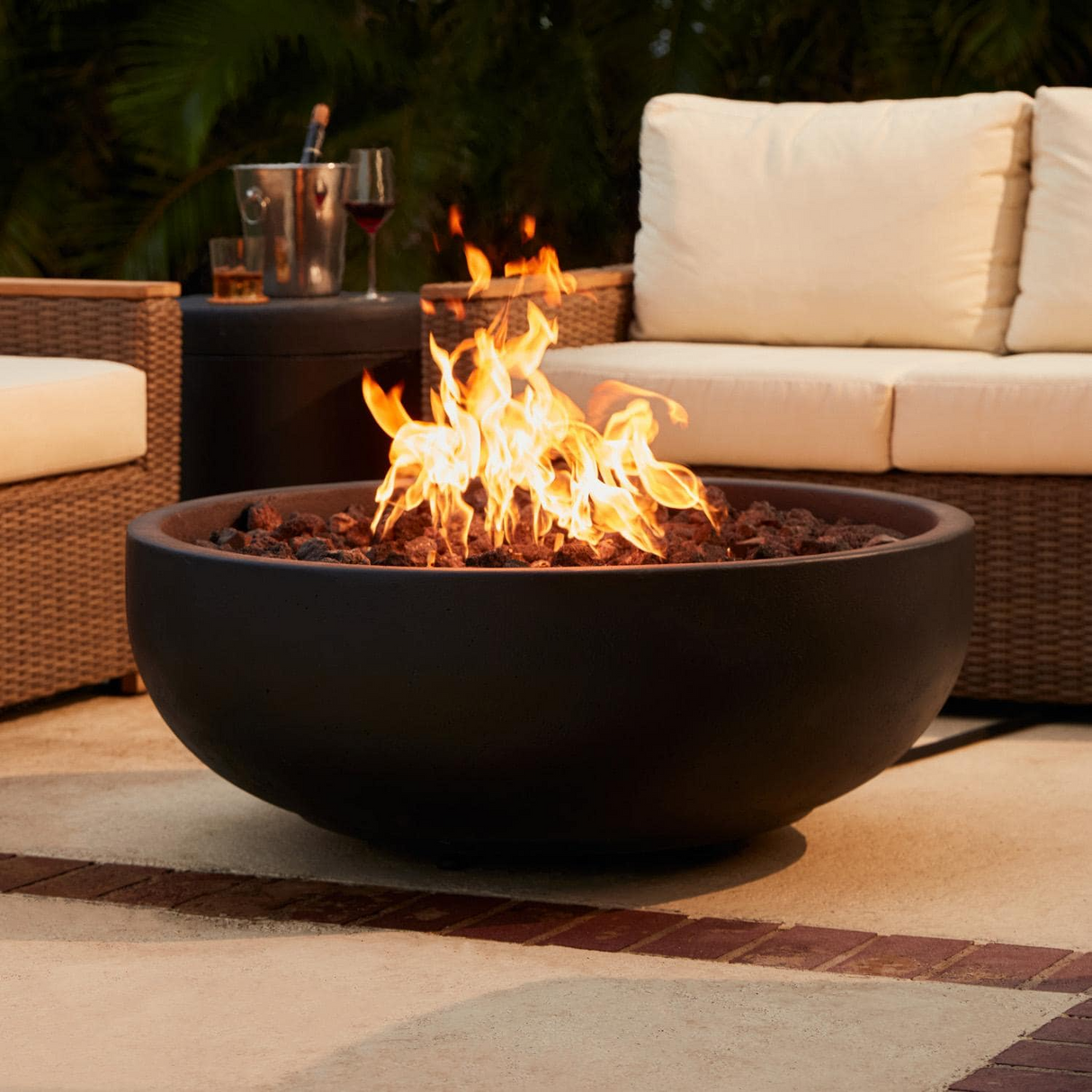 Blaze 38-Inch Round Concrete Propane or Natural Gas Fire Bowl in Phantom