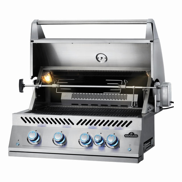 Napoleon 700 Series 32-Inch Built-In Natural Gas Grill w/ Infrared Rear Burner, Rotisserie & SafetyGlow