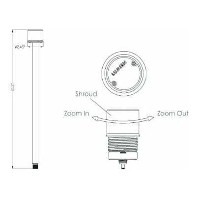 Lumien Brass Path Light Module with 18" Riser, 4W, 230 Lumens, 2700K, Adjustable Beam Spread, Antique Finish - w/  LAP-002