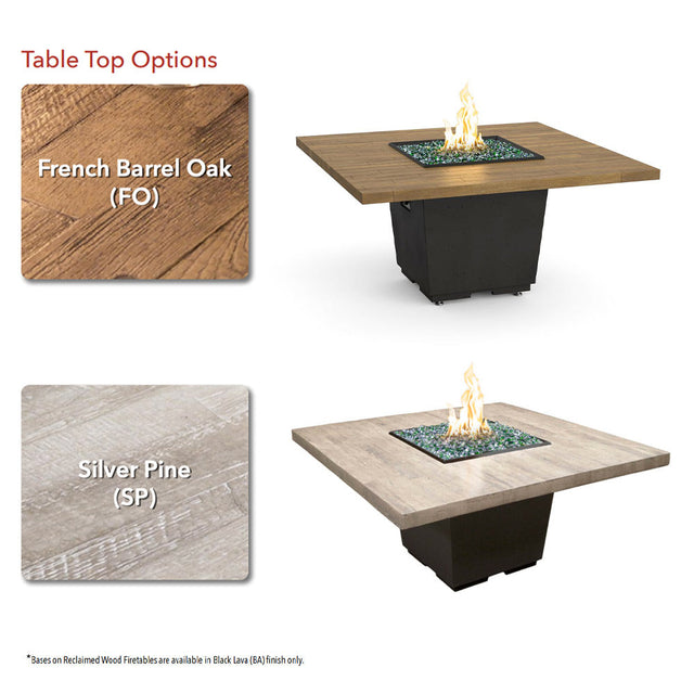 American Fyre Designs reclaimed wood top finishes compared, French Barrel Oak and Silver Pine