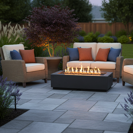 American Fyre Designs Louvre Rectangle Fire Pit - lifestyle view