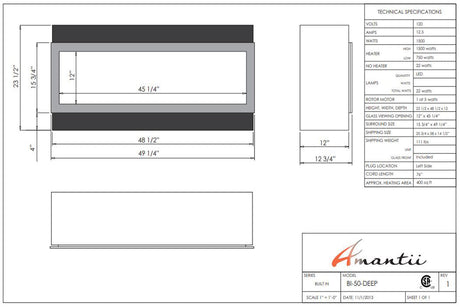 Amantii Panorama Deep 50 specification chart
