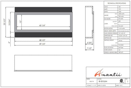 Amantii Panorama Slim 50 specification chart