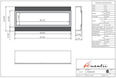 Amantii Panorama Slim 60 specification chart