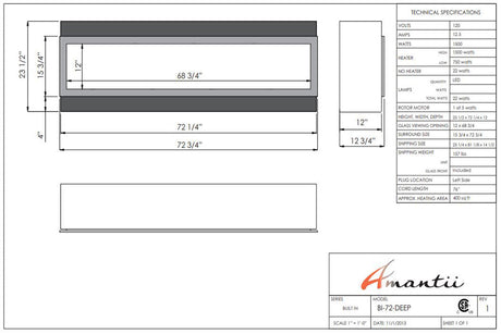 Amantii Panorama Deep 72 specification chart