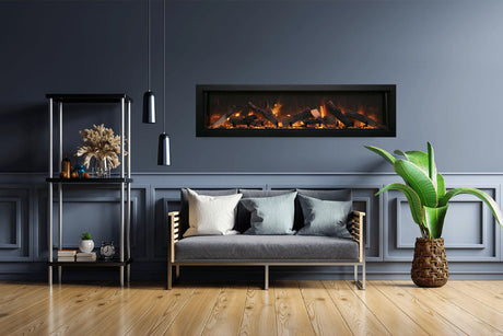 Amantii Panorama Deep with oak logs and orange flame