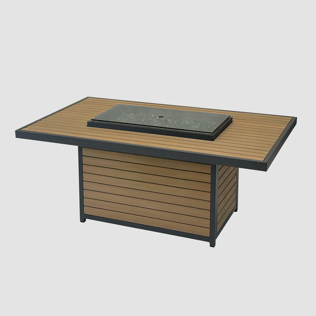 Kenwood and Brooks Rectangular Chat Height Gas Fire Pit Table