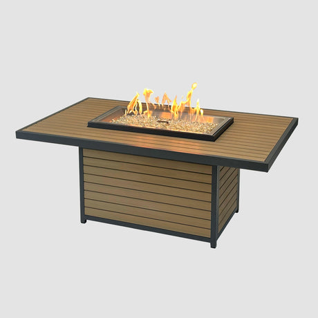 Kenwood and Brooks Rectangular Chat Height Gas Fire Pit Table