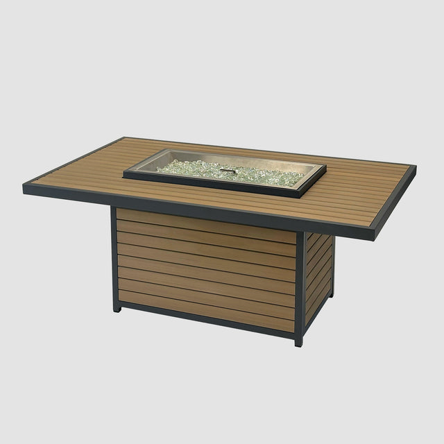 Kenwood and Brooks Rectangular Chat Height Gas Fire Pit Table