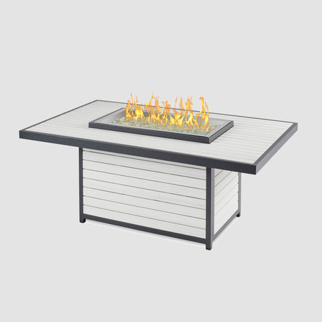 Kenwood and Brooks Rectangular Chat Height Gas Fire Pit Table