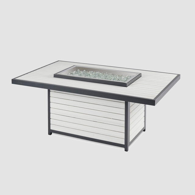 Kenwood and Brooks Rectangular Chat Height Gas Fire Pit Table
