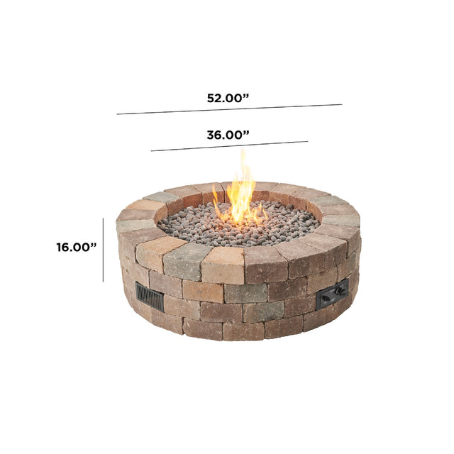 The Outdoor GreatRoom Company Bronson Block Round Gas Fire Pit Kit - 51.25-Inch