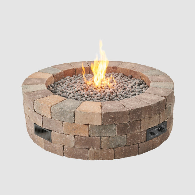 The Outdoor GreatRoom Company Bronson Block Round Gas Fire Pit Kit - 51.25-Inch
