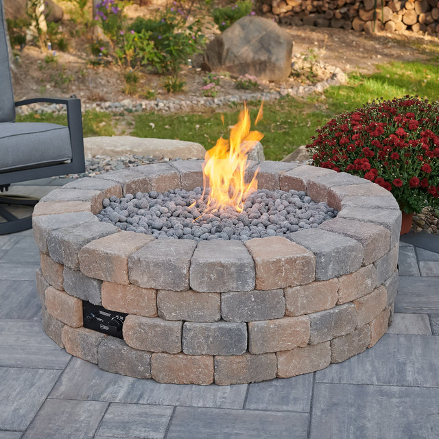 The Outdoor GreatRoom Company Bronson Block Round Gas Fire Pit Kit - 51.25-Inch
