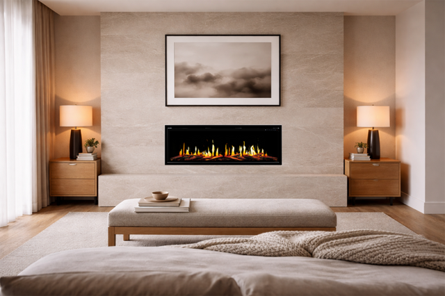 Modern Flames Orion V2 Slim installed in a bedroom