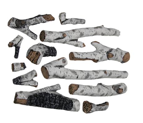 Amantii Birch 12-Piece Large Log Set | DESIGN-MEDIA-BIRCH-12PCE-LARGE