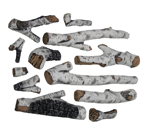 Amantii Birch 12-Piece Large Log Set | DESIGN-MEDIA-BIRCH-12PCE-LARGE