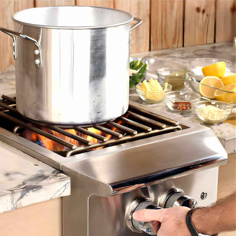 Blaze Professional Built-In Gas High Performance Power Burner W/ Wok Ring & Stainless Steel Lid