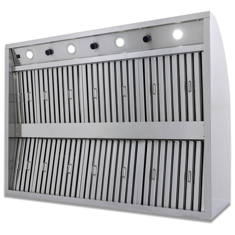 Blaze 48-inch outdoor vent hood underside with lights, controls and baffles