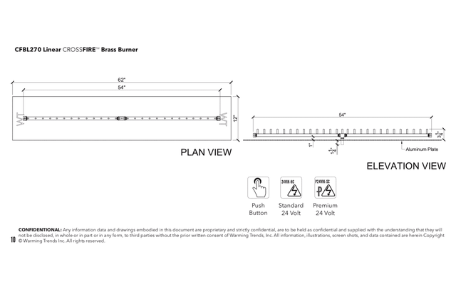 Crossfire CFBL Linear Brass Gas Fire Pit Burner
