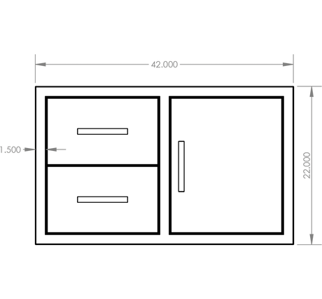 Summerset DC2-42 Drawer & Door Combo - front dimensions diagram
