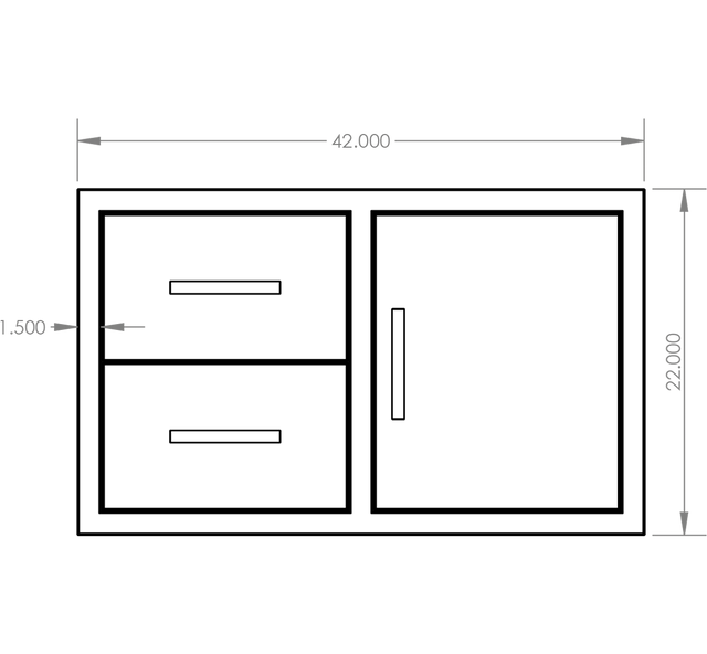Summerset DC2-42 Drawer & Door Combo - front dimensions diagram