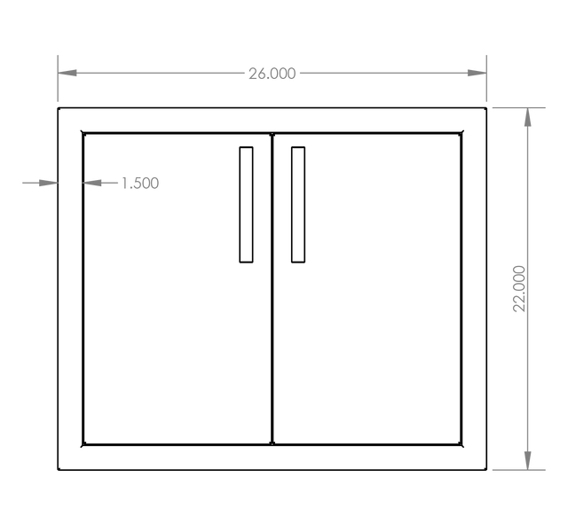 Summerset DD-26 Double Access Door - front dimensions diagram