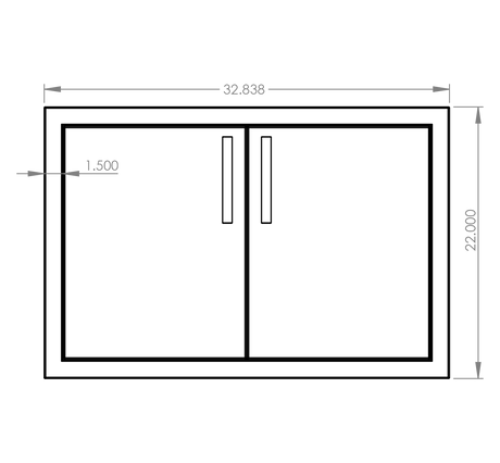 Summerset DD-33 Double Access Doors - front dimensions diagram