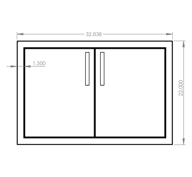 Summerset DD-33 Double Access Doors - front dimensions diagram